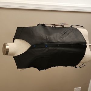 Leather Stand Premium Motorcycle Vest - Size Large